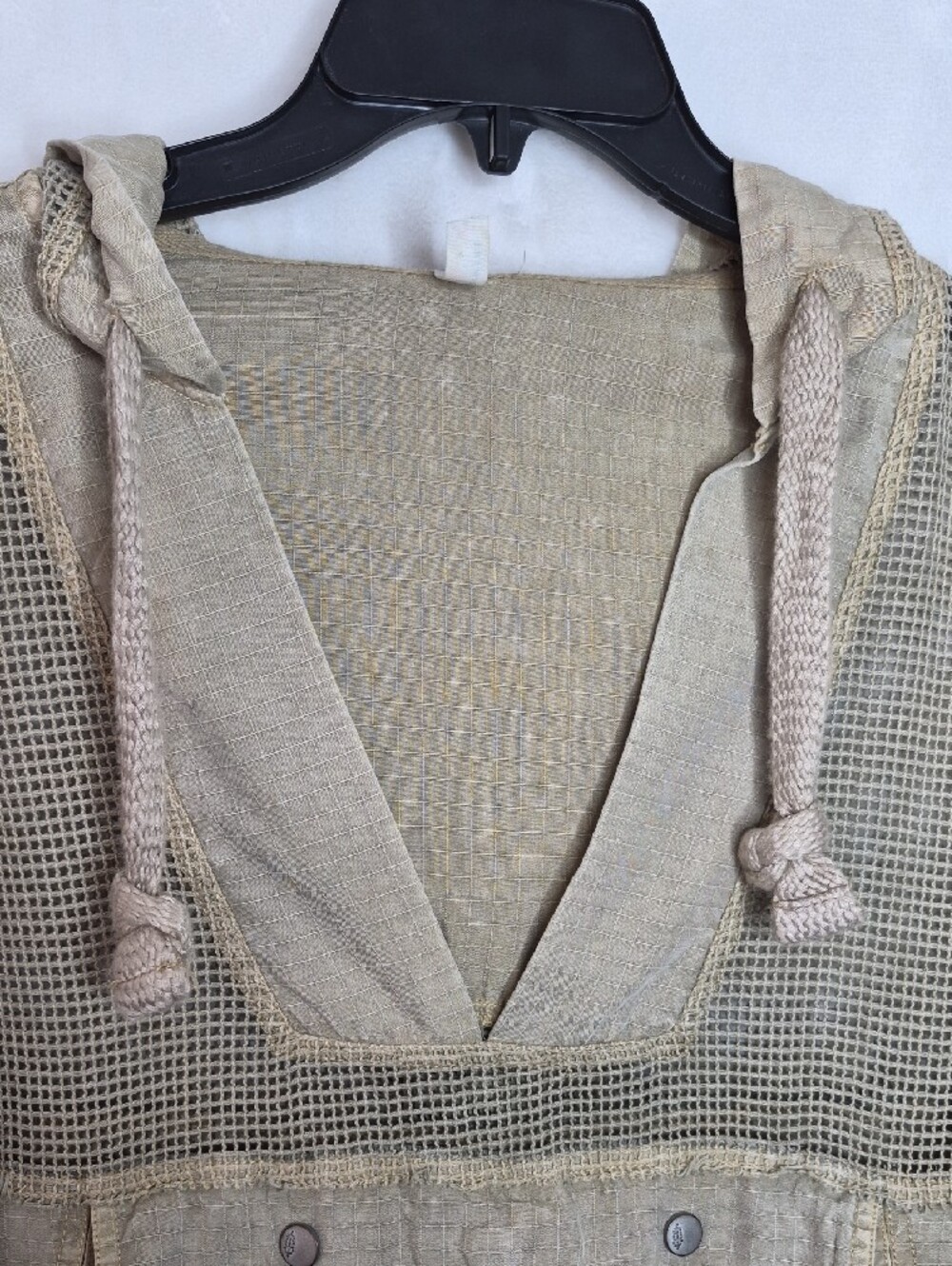 FP Movement Tan Mesh Knit Oversized Hooded Poncho Pullover M - Picture 4 of 10